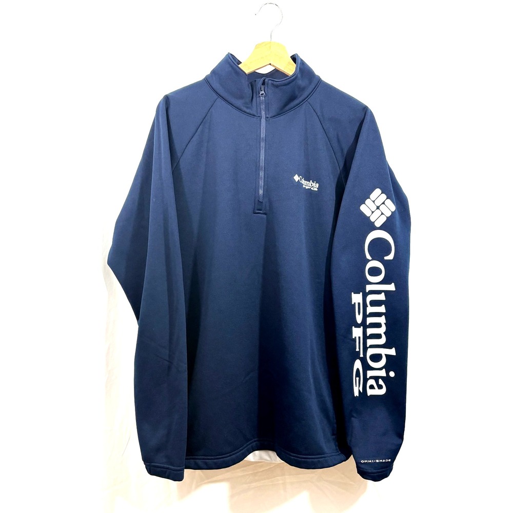Columbia Men's PFG 1/4 Zip Navy Blue Pullover Sweatshirt Fishing Outdoors Size L
